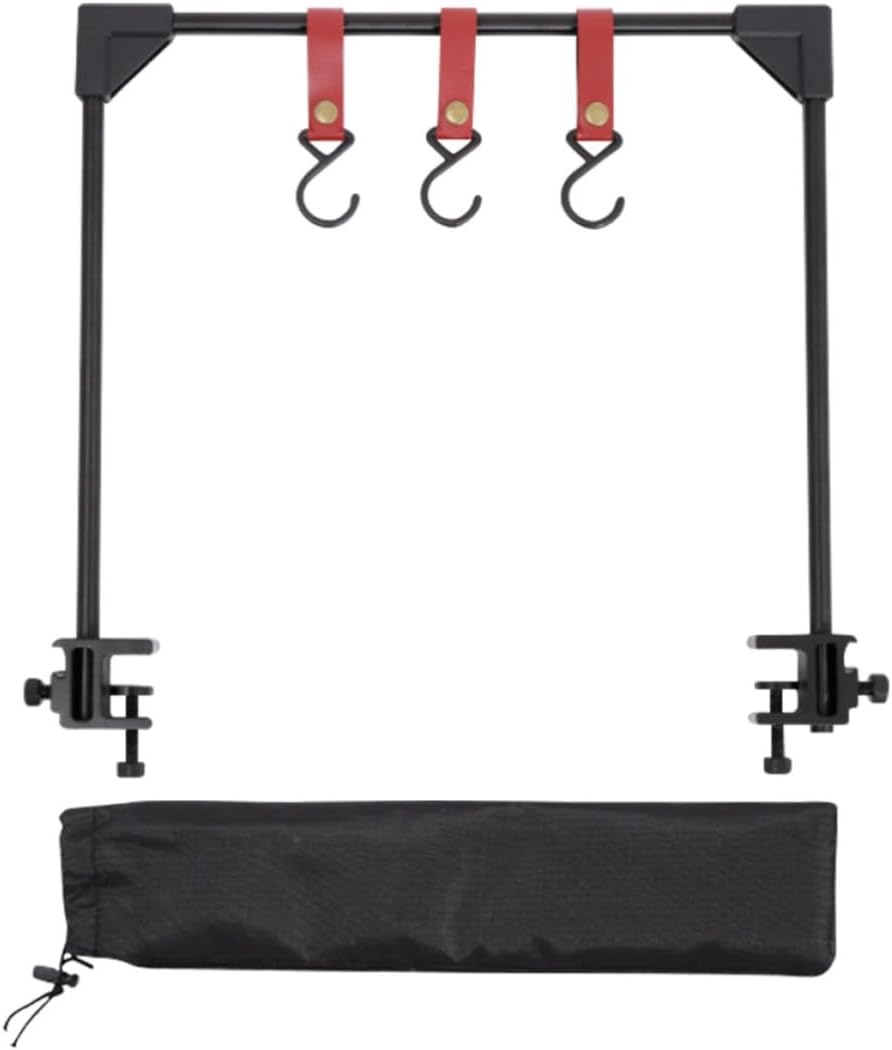 GLEAVI Portable Aluminum Alloy Lantern Stand and Multifunctional Rack with Hooks and Foldable Storage Bag, Lightweight Desktop Hanger for Outdoor Camping and Hanging Storage