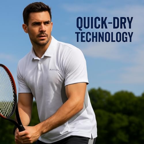 Image of Raves Mens Performance Collared Polo Shirt | Quick Dry, Lightweight, Breathable Sports & Everyday Wear Polo | Athletic Fit