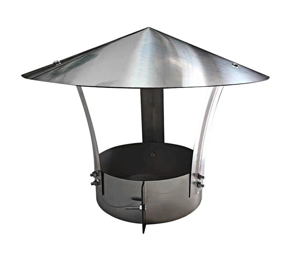 Couvre-conduit de cheminée coupe-vent et anti-pluie avec fixation réglable robuste