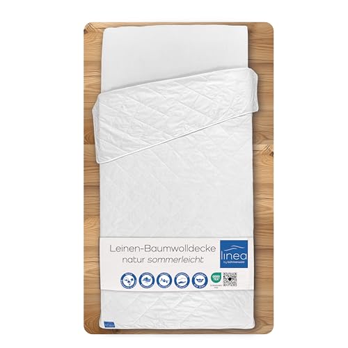 LINEA by böhmerwald - nature - Leinen- / Baumwolledecke sommerleicht, 155x220, 60% Leinen / 40% Baumwolle, Allergiker geeignet, waschbar schonend bis...