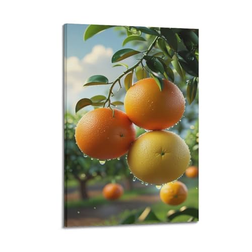 Poster artistique moderne fruits oranges pomelos 40 x 60 cm