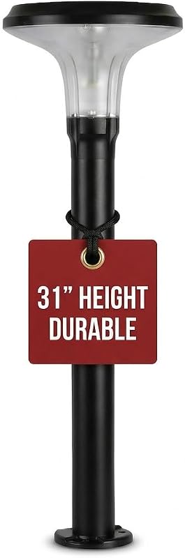 Gama Sonic Vantage Bollard Solar Pathway Light, Black Aluminum, Large 10" Diameter, 31" Tall Height, UltraBright 200 Lumens, Warm White 2700K LED, Waterproof Outdoor Landscape, 314B50000 (1 Pack)