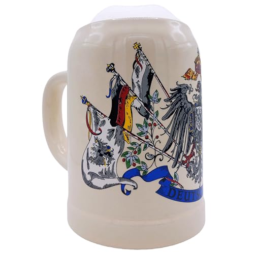 EVERSTYLE® Bierkrug Deutschland 0,5L Steinkrug Bierseidel – Geschenk für Papa, Männer & Bierliebhaber – Ideal für Geburtstag, Bierfest & jeden Anlass (Natur)