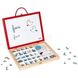 Maletin Magnetico Janod - Essentiel - Maletín de Letras Cursivas 4 En 1 de Madera - Juego Pedagógico - Aprender Las Letras y a Leer - 110 Accesorios Incluidos - Pintura al Agua - A partir de 3 Años, J05073