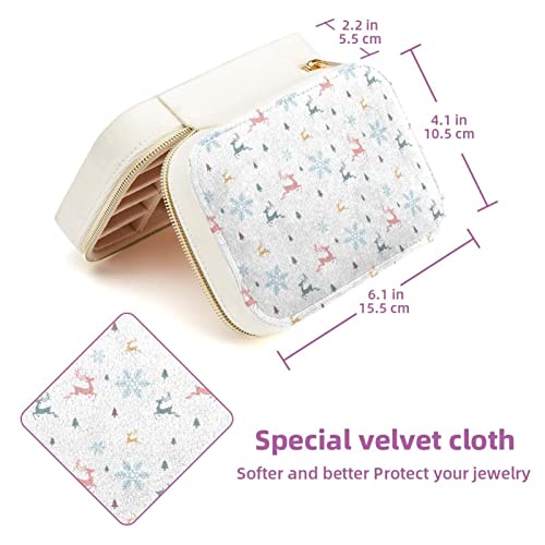 Boîte à bijoux élan de Noël compacte et protectrice, support rigide zippé pour vos colliers