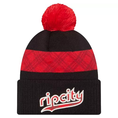 New Era Portland Trail Blazers 2023-2024 City Edition Knit Cuff Pom Beanie Hat Black