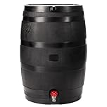 RTS Home Accents 50-Gallon ECO Rain Barrel Made with 100% Recycled Plastic, Flat Back Rain Water Collection Barrel, Black