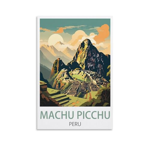 HXHNFERR Machu Picchu Poster de voyage vintage du Pérou sur toile pour décoration de chambre à coucher 20 x 30 cm