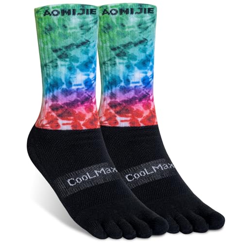 Image of AONIJIE Toe Socks for Men and Women Athletic Hiking Coolmax Socks with toes - Soft Comfortable and Moisture Wicking