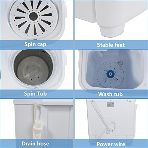 Rovsun 17.6Lbs Portable Washing Machine, Mini Washer And Dryer Combo With Washer(11Lbs) & Spiner(6.6Lbs) & Built-In Pump Draining For Rv Camping Dorm College Apartment #TOP3