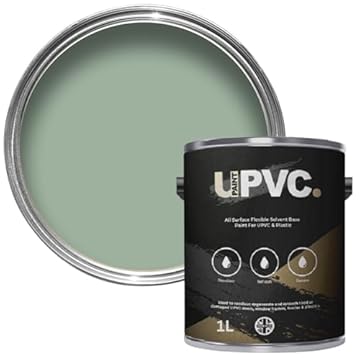 upaintpvc - All-In-Once UPVC Plastic Paint - Windows - Doors - Frames - Conservatories - Fascia - Downpipes - Guttering | Semi Matt Finish - 1 Litre (Chartwell Green BS 14C35)