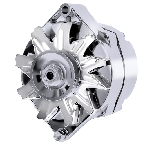 Chrome GM 1 Wire Automotive Alternator Self Exciting High Output 105A One Wire Compatible with Chevy 350 BBC SBC 10SI #1100125 ADR0335C 40012395 7127SECN100A 7127-SE105C
