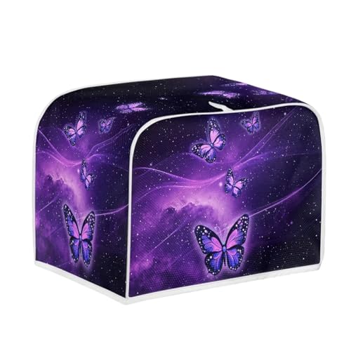 Image of Talayituse Galaxy Butterfly Print 2 Slice Toaster Covers Dust Protection Bread Maker Covers Toaster Oven Cloth Cover Kitchen Accessories Washable Appliance Cover, S