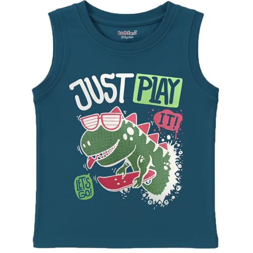 Image of kiddeo Boys Regular Fit 100% Cotton Sleeveless Roundneck T Shirt Combo (Pack of 5)