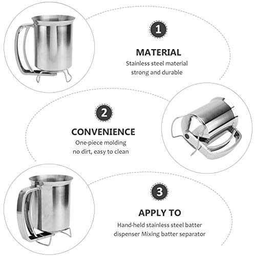 DOITOOL Dispensador de massa de panqueca com tampa, separador de massa de aço inoxidável, despejador