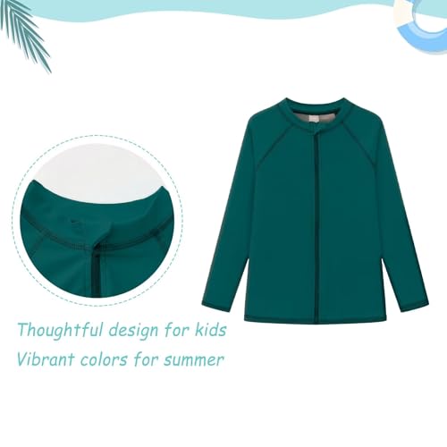 Image of Girls Swim Shirts, Long Sleeve Rash Guard Swimsuits with Full Zipper Sun Protection Bathing Suit Quick Dry Swimwear for Kids