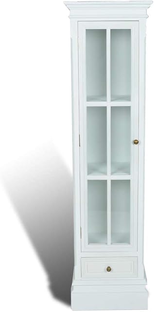 vidaXL Chic Bookcase Cabinet with 3 Shelves White Wooden Home Display Unit