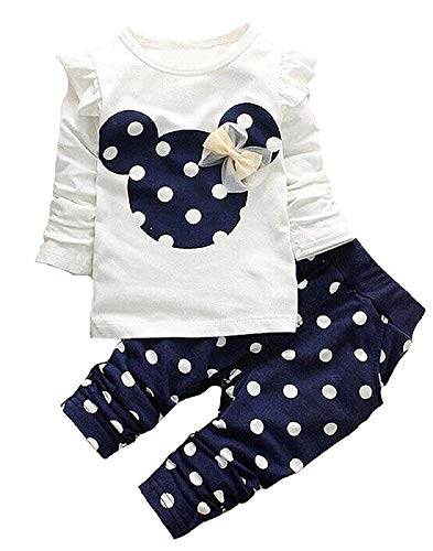 Whbfrg Baby Girl Clothes, 2 Pieces Long Sleeved Cute Toddler Infant Outfits Kids Tops And Pants Set(18-24 Months,Blue) #TOP19