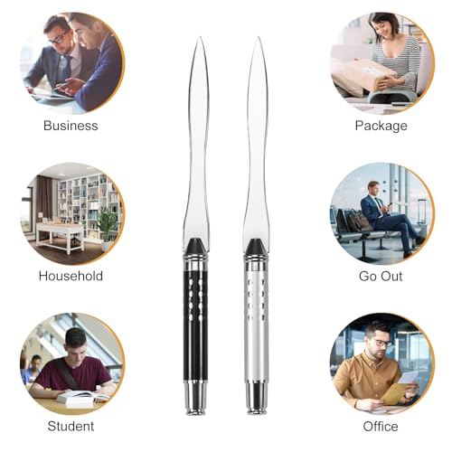 Szaboviktoria 2 Stück Brieföffner Silber Und Schwarz, 16 cm Brieföffner Edel, Brieföffner Schwert, Brieföffner Edelstahl, Letter Opener, Mühelos Post Und Pakete Öffnen