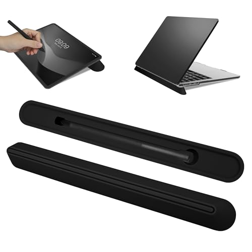 kwmobile Laptop Ständer für Laptop PC/Portable Monitor/Tablet - Mini Laptopständer mit Lineal & Stifthalter - Tablet Notebook Halter - Schwarz