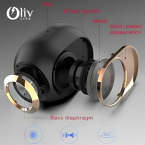 Image of Smart Wireless Speaker Water Resistance, Wireless Bluetooth Speaker TWS Feature, Up to 6H Playtime, Wireless Sound Box Stereo Surround Music Bass Speaker Outdoor Speakers (Black-Rose Gold)