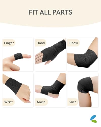 Image of FriCARE Self Adhesive Bandage Wrap, Medical Tape in First Aid Kit, Black