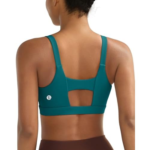 RUNNING GIRL Sports Bra for Women High Support, Molded Cup High Impact Sports Bras with Sewn in Pads A-dark Green Large