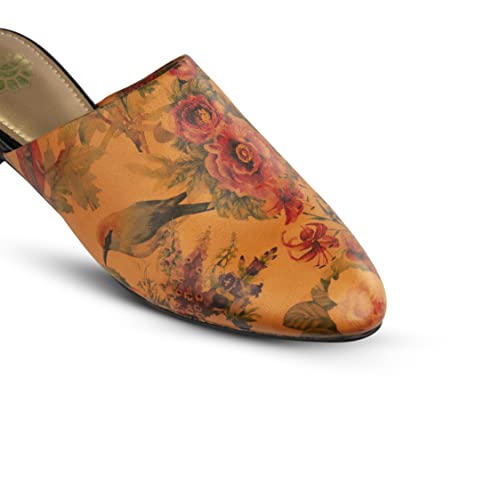 JATAREA Women's Flat Mules | Round Toe Genuine Printed Leather Slip-Ons for Any Summer Outing Shoes4