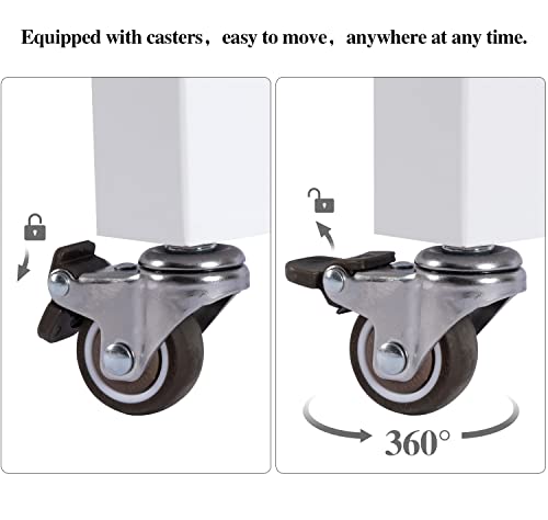 Extougend Solid Wood Kitchen Island On Wheels With Storage, White Rolling Kitchen Cart With Drawers And Cabinets, Kitchen Cart With Wood Table Top, Lockable Casters, Adjustable Shelves #TOP5