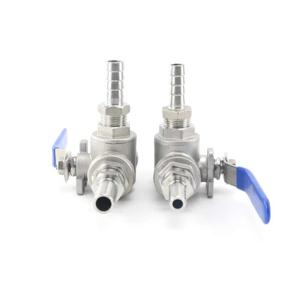 304 Stainless Steel Three Way Ball Valve, T/L Type Hose Barb OD 6mm-20mm, Low Pressure Drain Valve for Water, Oil, Gas, 1PC(L-Port,13mm)