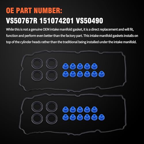 Image of HiSport Engine Valve Cover Gasket Set - Compatible with Ford Edge Flex Fusion Taurus X Lincoln MKZ MKX MKS MKT Mazda CX-9 CX-9 6 Mercury Sable 2007-2015 - Replace VS50767R