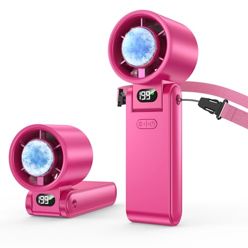 Image of Portable Handheld Fan with Ice Cooler, 199 Speed Personal Fan,5500mAh Rechargeable,20H Cooling Time,20000 RPM Powerful Motor, Summer Essential for Travel /Outdoor /Office, Hot Pink