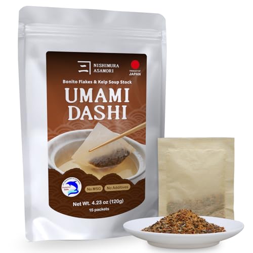 Dashi Stock Powder 15 Packets 4.23 oz (120 g), Umami Broth Soup, Japanese Katsuobushi Bonito Flakes & Kelp, NO MSG