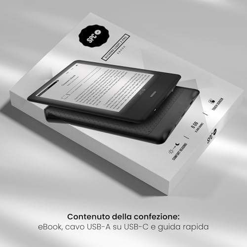 Spc Dickens Light 2 Pro – E-Book 6 Pollici Touch Screen E-Ink | Luminosità E Temperatura Del Colore Regolabili | 8 Gb Oltre 8000 Libri | 1 Mese Di Autonomia | Leggero E Sottile | USB-C | Nero - 7