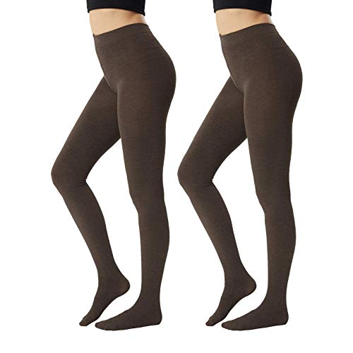 MANZI Modal Pantyhose Thick Winter Thermal Tights for Women 2 Pairs(Coffee-Small)