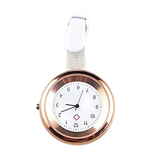 Goodtimes28 Taschenuhr, rund, analog, Quarz, zum Anklipsen, für Krankenschwestern und Ärzte Rose Gold
