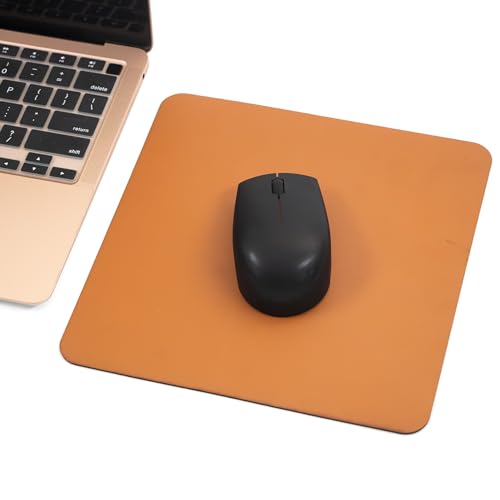 Image of Bellblock Mouse Pad | Computer Mouse Mat | Vegan PU Leather | Anti-Slip | Smooth Mouse Control | Spill-Resistant Surface | Blue & Tan | 22 x 22 cm (Pack of 1) (Blue & Windsor Tan, Square)