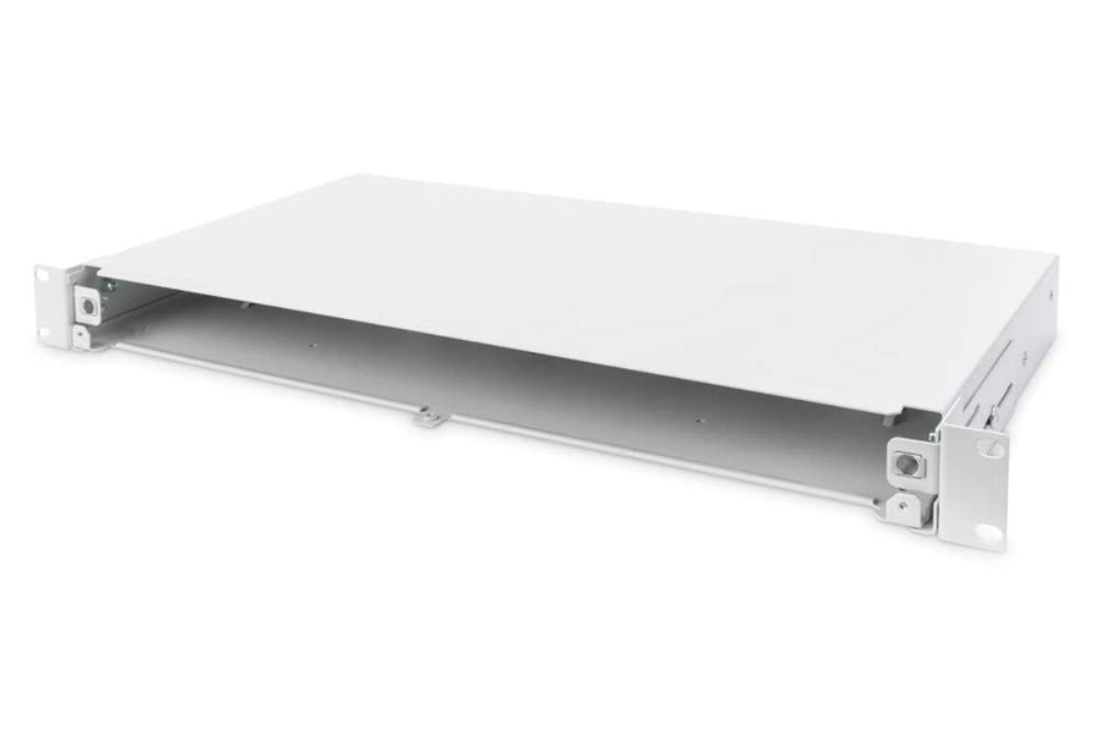 DIGITUS LWL Spleißbox - Glasfaser Patch-Panel - 19-Zoll 1HE - Unbestückt & Ohne Blende - Grau