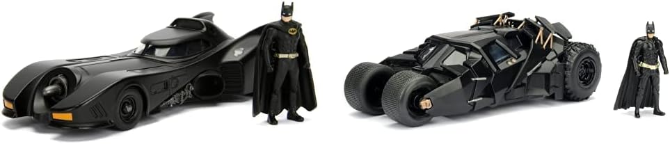 Jada BATMAN THE DARK KNIGHT BATMOBILE 1:24 SCALE DIE-CAST REPLICA, Black & BATMAN 1989 BATMOBILE 1:24 SCALE DIE-CAST REPLICA