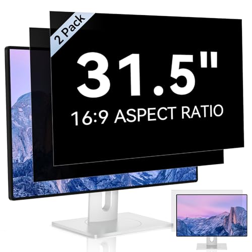 Image of [2 Pack] 31.5 Inch Computer Privacy Screen for 16:9 Aspect Ratio Widescreen Monitor, Eye Protection Anti Glare Blue Light Computer Monitor Privacy Filter, Removable Anti-Scratch 31in Protector Film