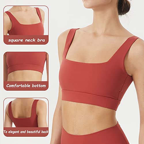 Sports Bra Fitness Bra with Chest Pad Women Tight Gym Yoga Tank Top Square Neck (Color : Black, Size : Large)4