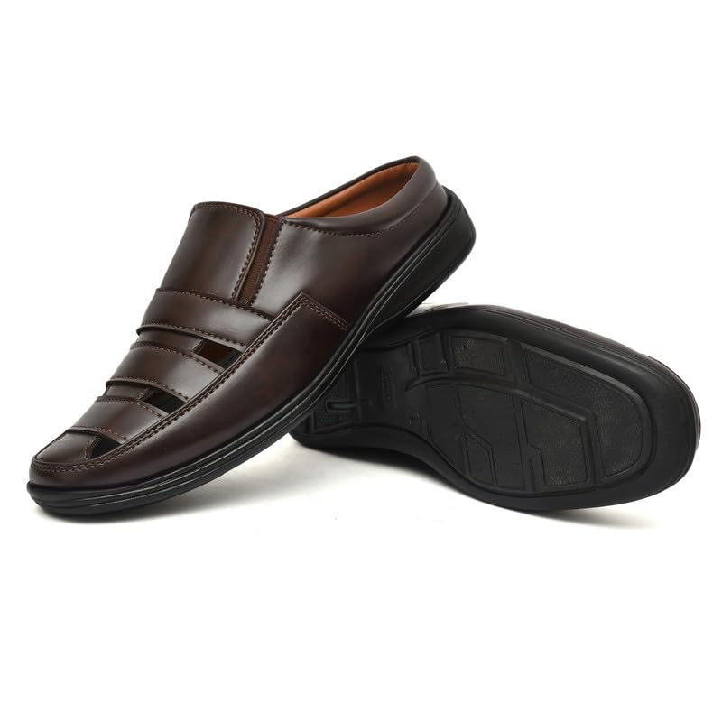 Image of Restroad Men's Synthetic Leather Sandals | Casual Open Toe Footwear for Men