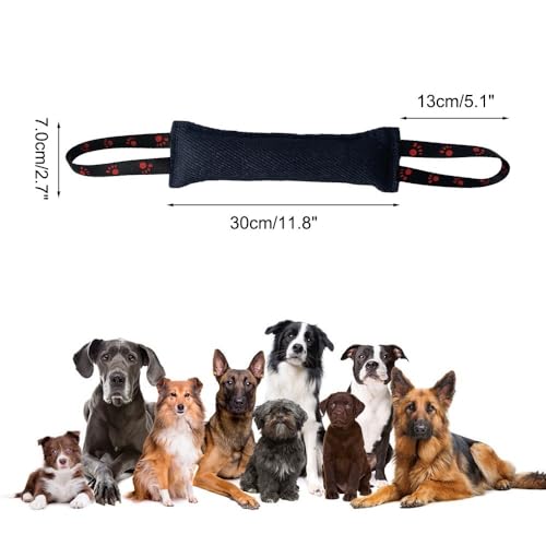 DONGKER Hund Beisswurst, 30cm Beißwurst mit 2 Griff für Hunde, Sehr Robustes Hundespielzeug zum Hunde Training, Tauziehen und Zerrspiele mit Hund