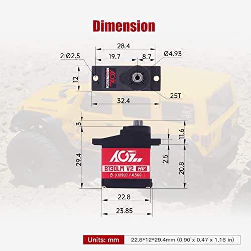 Agfrc Sub-Micro Servo Motor - Upgrade Metal Case Titanium Gear 4.5Kg Hv Mini Servo For 1/14 1/18 1/24 Rc Cars Planes (B13Dlm V2) #TOP4