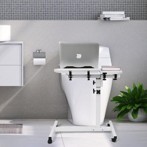 Actier ACT0001W Multifunctional Height Adjustable Table With Wheels | Ultimate Single Workstation, Study Desk, Bedside Table, Recliner Tray Table, Presentation Cart And Laptop Stand | Tilting Tops thumb #1