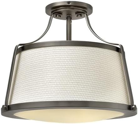 Hinkley Charlottle 16" Transitional Three Light Semi-Flush Mount, Antique Nickel