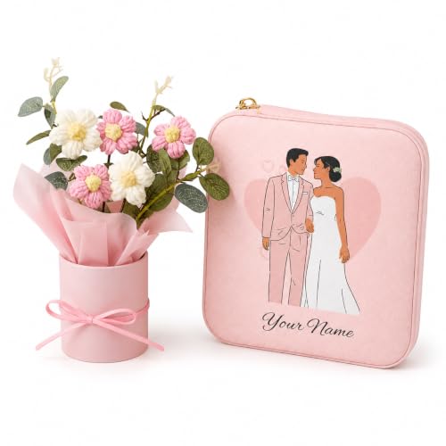 Image of Personalized Jewellery Organizer Case for Women | Custom Name Travel Jewelry Box with Ring, Earring & Necklace Storage | Compact, Elegant Gift for Girls & Women (PU+Crochet Combo)
