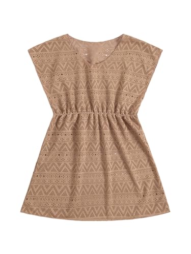 Image of SHENHE Girl's Swim Cover Up V Neck Sleeveless Hollow Out Beach Dress Coverup Beachwear