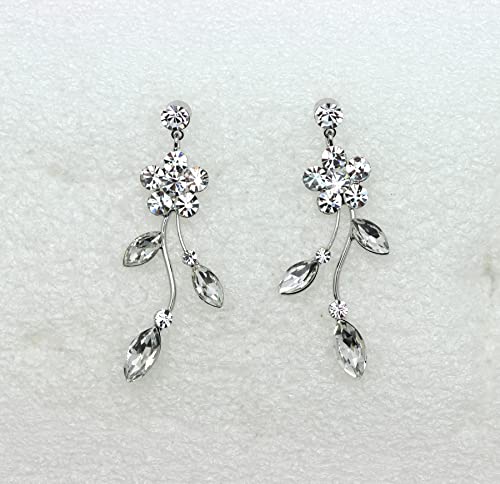 Image of Faship Gorgeous Rhinestone Crystal Floral Necklace Earrings Set