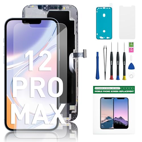 Hoonyer for iPhone 12 PRO Max Screen Replacement 6.7 Inch LCD Display & Digitizer Assembly with Repair Tool Kit Screen Protector & Adhesive Seal Fits A2342 A2410 A2412 A2411
